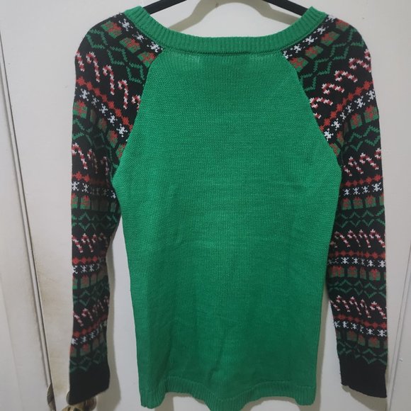 Christmas Sheep Sweater Green/White Size Small - Picture 4 of 6